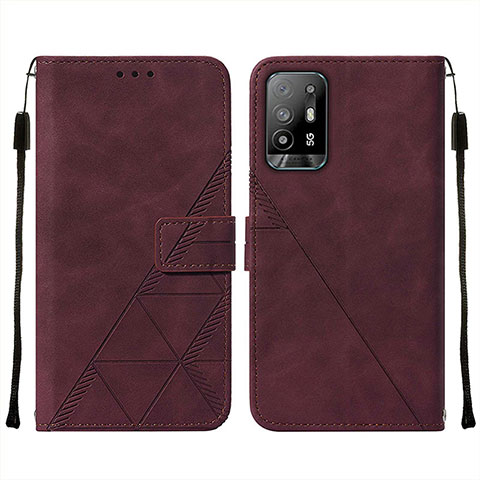 Coque Portefeuille Livre Cuir Etui Clapet Y01B pour Oppo A95 5G Vin Rouge