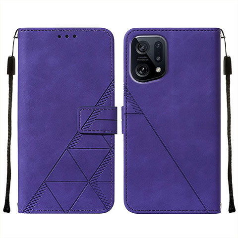 Coque Portefeuille Livre Cuir Etui Clapet Y01B pour Oppo Find X5 5G Violet