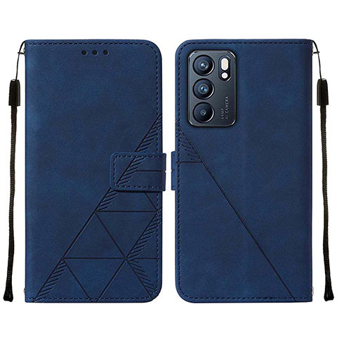 Coque Portefeuille Livre Cuir Etui Clapet Y01B pour Oppo Reno6 5G Bleu