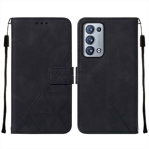 Coque Portefeuille Livre Cuir Etui Clapet Y01B pour Oppo Reno6 Pro 5G Noir