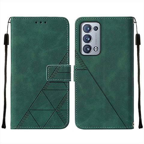 Coque Portefeuille Livre Cuir Etui Clapet Y01B pour Oppo Reno6 Pro+ Plus 5G Vert