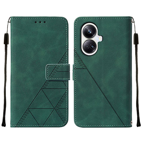 Coque Portefeuille Livre Cuir Etui Clapet Y01B pour Realme 10 Pro+ Plus 5G Vert