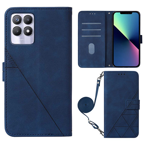 Coque Portefeuille Livre Cuir Etui Clapet Y01B pour Realme 8i Bleu