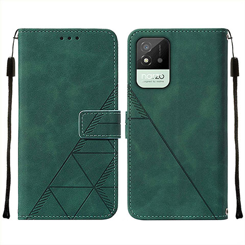 Coque Portefeuille Livre Cuir Etui Clapet Y01B pour Realme C20 Vert