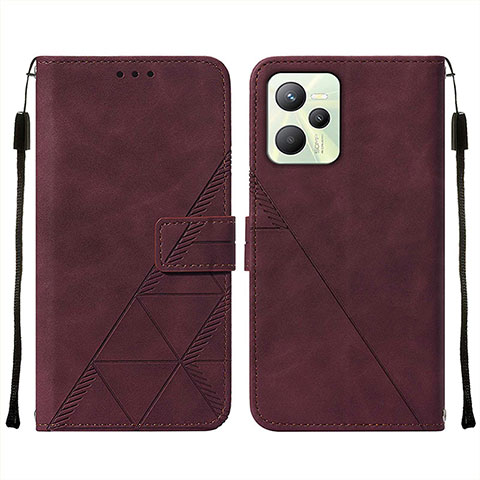 Coque Portefeuille Livre Cuir Etui Clapet Y01B pour Realme C35 Rouge