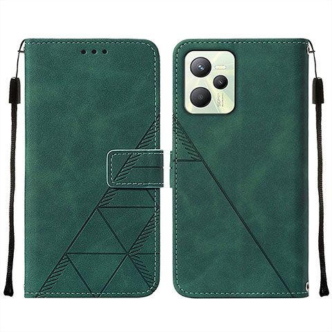 Coque Portefeuille Livre Cuir Etui Clapet Y01B pour Realme C35 Vert