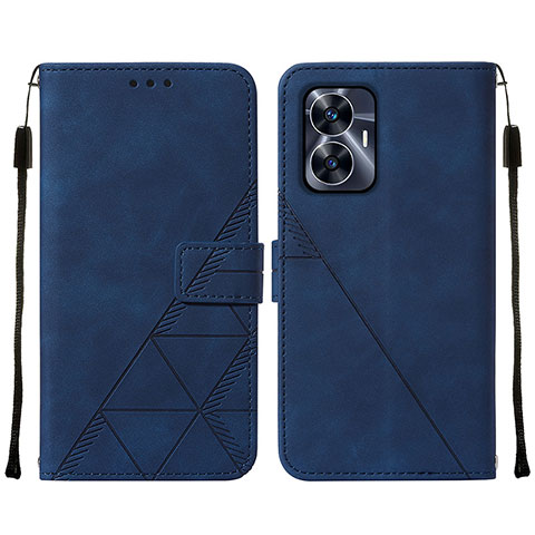 Coque Portefeuille Livre Cuir Etui Clapet Y01B pour Realme C55 Bleu