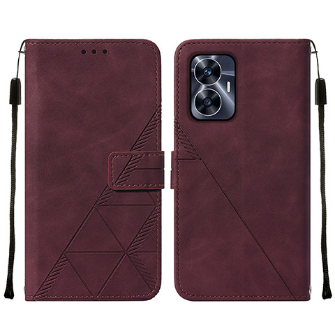 Coque Portefeuille Livre Cuir Etui Clapet Y01B pour Realme C55 Rouge