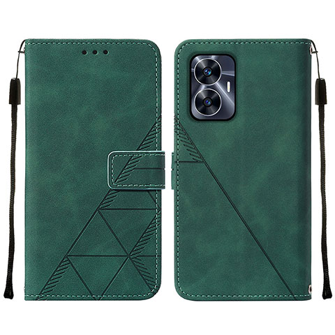 Coque Portefeuille Livre Cuir Etui Clapet Y01B pour Realme C55 Vert