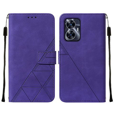 Coque Portefeuille Livre Cuir Etui Clapet Y01B pour Realme C55 Violet