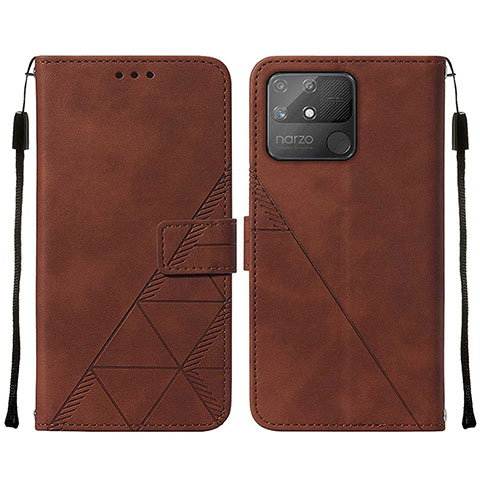 Coque Portefeuille Livre Cuir Etui Clapet Y01B pour Realme Narzo 50A Marron