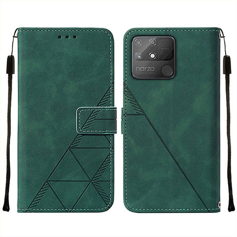 Coque Portefeuille Livre Cuir Etui Clapet Y01B pour Realme Narzo 50A Vert