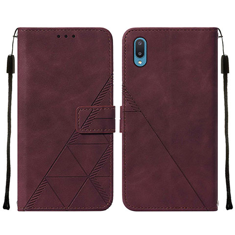 Coque Portefeuille Livre Cuir Etui Clapet Y01B pour Samsung Galaxy A02 Vin Rouge