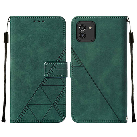 Coque Portefeuille Livre Cuir Etui Clapet Y01B pour Samsung Galaxy A03 Vert