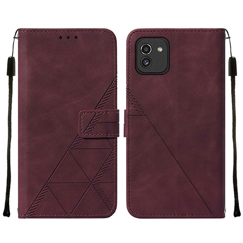 Coque Portefeuille Livre Cuir Etui Clapet Y01B pour Samsung Galaxy A03 Vin Rouge