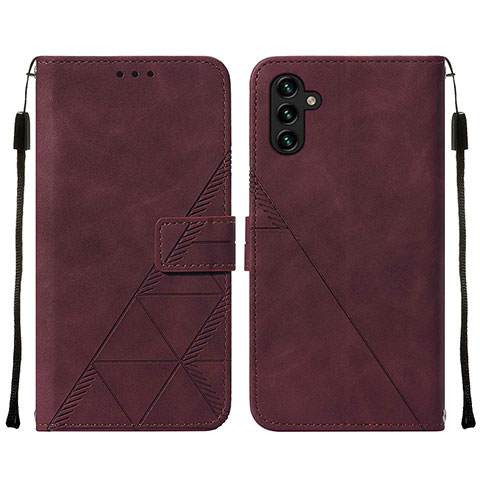 Coque Portefeuille Livre Cuir Etui Clapet Y01B pour Samsung Galaxy A04s Vin Rouge