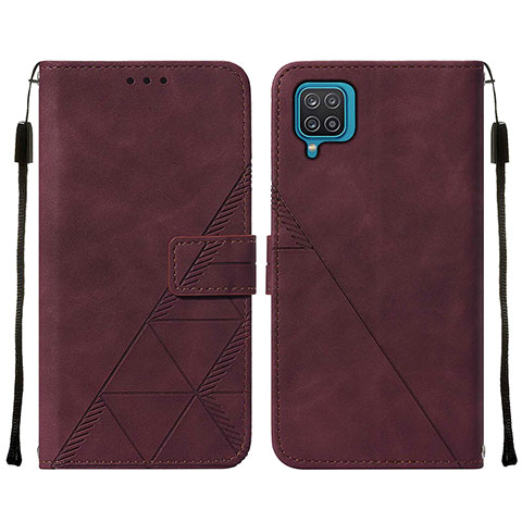 Coque Portefeuille Livre Cuir Etui Clapet Y01B pour Samsung Galaxy A12 5G Vin Rouge