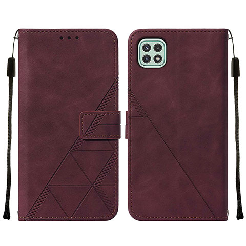 Coque Portefeuille Livre Cuir Etui Clapet Y01B pour Samsung Galaxy A22 5G Vin Rouge