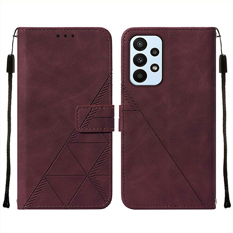 Coque Portefeuille Livre Cuir Etui Clapet Y01B pour Samsung Galaxy A23 4G Vin Rouge