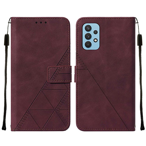 Coque Portefeuille Livre Cuir Etui Clapet Y01B pour Samsung Galaxy A32 4G Vin Rouge