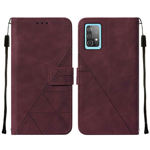 Coque Portefeuille Livre Cuir Etui Clapet Y01B pour Samsung Galaxy A52 4G Vin Rouge