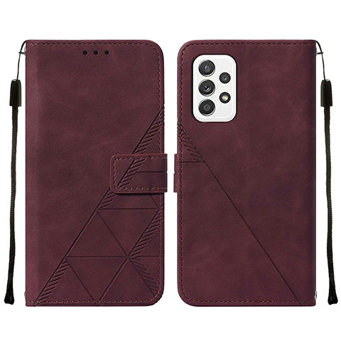 Coque Portefeuille Livre Cuir Etui Clapet Y01B pour Samsung Galaxy A72 4G Vin Rouge