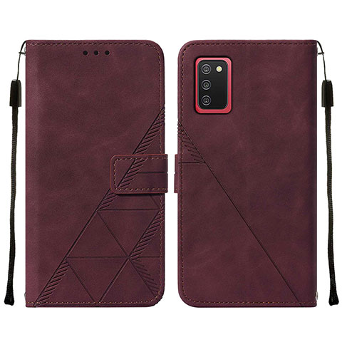 Coque Portefeuille Livre Cuir Etui Clapet Y01B pour Samsung Galaxy F02S SM-E025F Vin Rouge