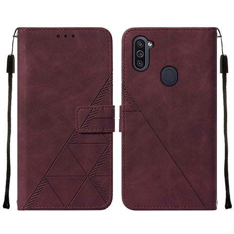 Coque Portefeuille Livre Cuir Etui Clapet Y01B pour Samsung Galaxy M11 Vin Rouge