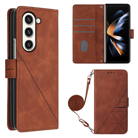 Coque Portefeuille Livre Cuir Etui Clapet Y01B pour Samsung Galaxy Z Fold5 5G Marron