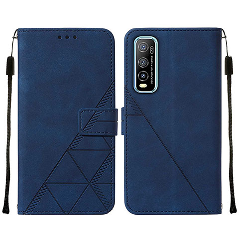 Coque Portefeuille Livre Cuir Etui Clapet Y01B pour Vivo iQOO U1 Bleu