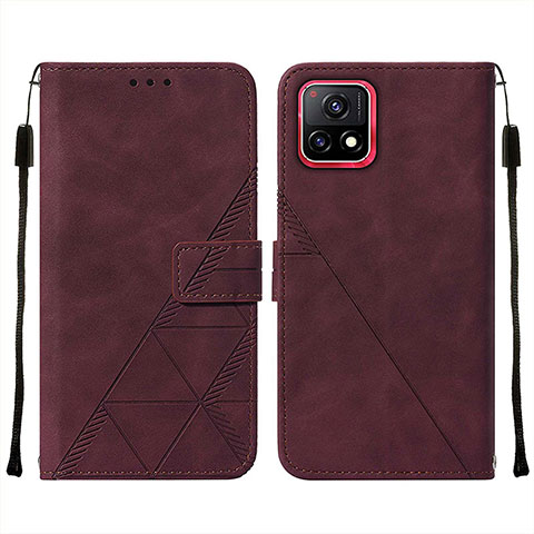 Coque Portefeuille Livre Cuir Etui Clapet Y01B pour Vivo iQOO U3 5G Vin Rouge