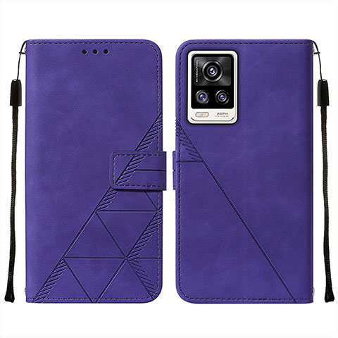 Coque Portefeuille Livre Cuir Etui Clapet Y01B pour Vivo V21e 4G Violet