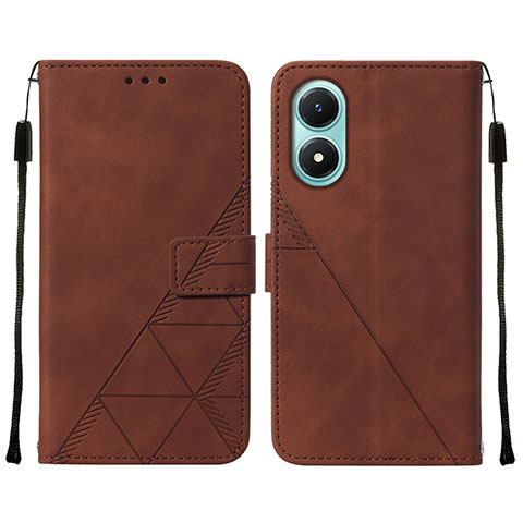 Coque Portefeuille Livre Cuir Etui Clapet Y01B pour Vivo Y02S Marron