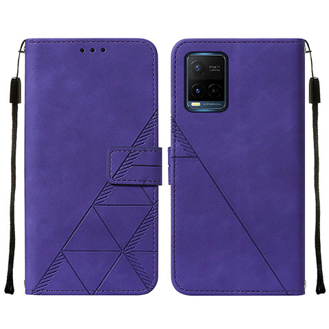 Coque Portefeuille Livre Cuir Etui Clapet Y01B pour Vivo Y21 Violet