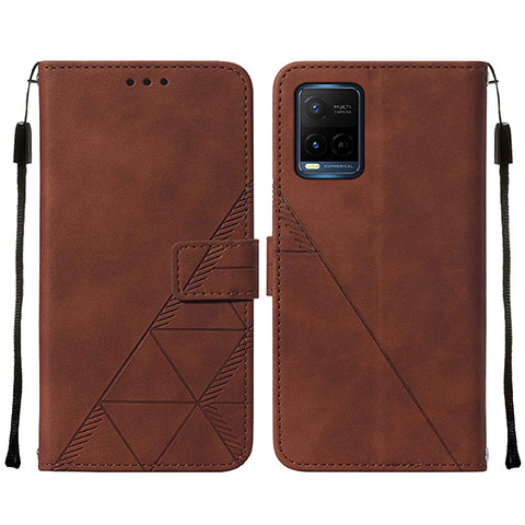 Coque Portefeuille Livre Cuir Etui Clapet Y01B pour Vivo Y21a Marron