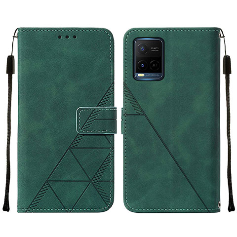 Coque Portefeuille Livre Cuir Etui Clapet Y01B pour Vivo Y21a Vert