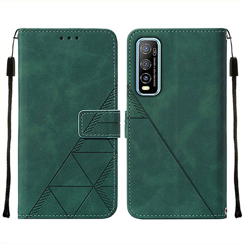 Coque Portefeuille Livre Cuir Etui Clapet Y01B pour Vivo Y50t Vert