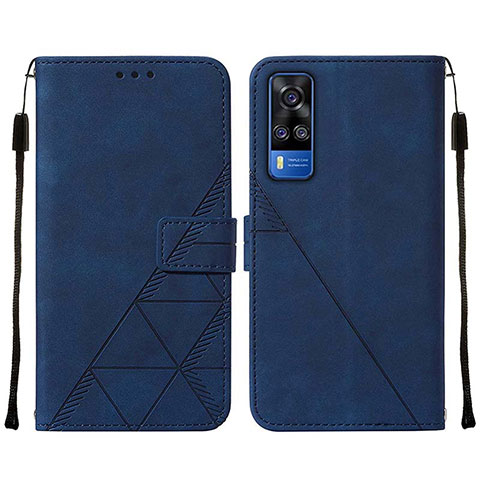 Coque Portefeuille Livre Cuir Etui Clapet Y01B pour Vivo Y51 (2021) Bleu