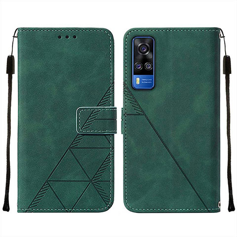 Coque Portefeuille Livre Cuir Etui Clapet Y01B pour Vivo Y51A Vert