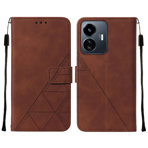 Coque Portefeuille Livre Cuir Etui Clapet Y01B pour Vivo Y77 5G Marron