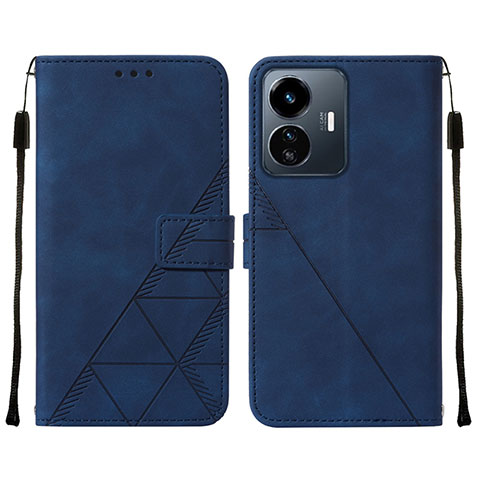 Coque Portefeuille Livre Cuir Etui Clapet Y01B pour Vivo Y77e 5G Bleu