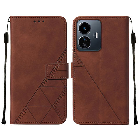 Coque Portefeuille Livre Cuir Etui Clapet Y01B pour Vivo Y77e 5G Marron