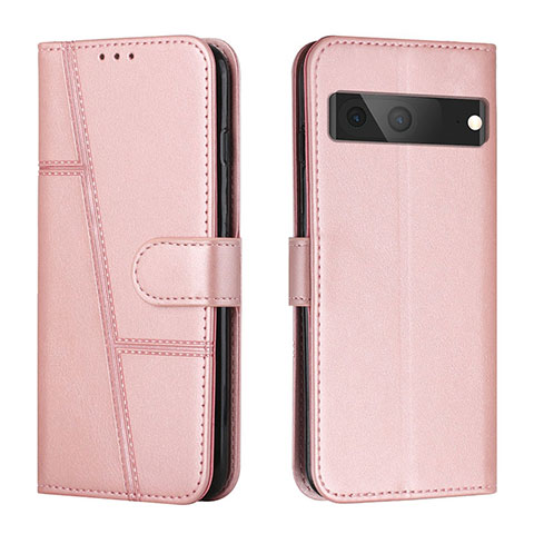 Coque Portefeuille Livre Cuir Etui Clapet Y01X pour Google Pixel 7 5G Or Rose