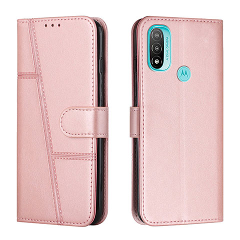 Coque Portefeuille Livre Cuir Etui Clapet Y01X pour Motorola Moto E20 Or Rose