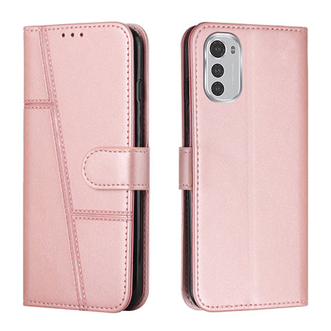 Coque Portefeuille Livre Cuir Etui Clapet Y01X pour Motorola Moto E32 Or Rose