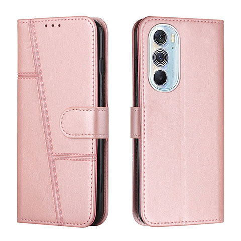 Coque Portefeuille Livre Cuir Etui Clapet Y01X pour Motorola Moto Edge Plus (2022) 5G Or Rose