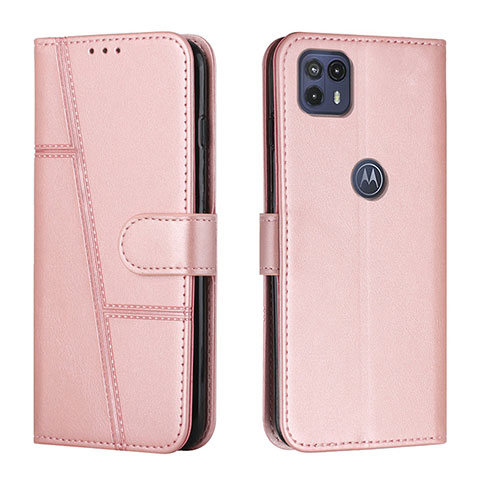 Coque Portefeuille Livre Cuir Etui Clapet Y01X pour Motorola Moto G50 5G Or Rose