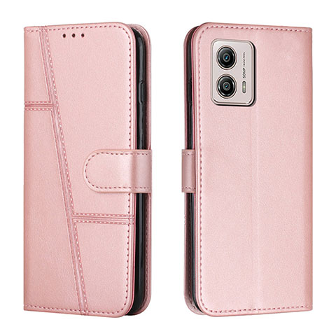 Coque Portefeuille Livre Cuir Etui Clapet Y01X pour Motorola Moto G53 5G Or Rose