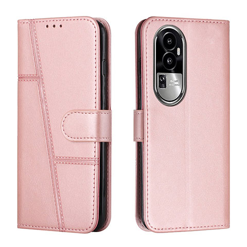 Coque Portefeuille Livre Cuir Etui Clapet Y01X pour Oppo Reno10 Pro+ Plus 5G Or Rose