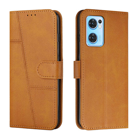 Coque Portefeuille Livre Cuir Etui Clapet Y01X pour Oppo Reno7 5G Brun Clair